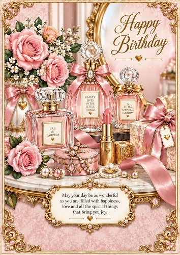 Luxury Beauty Birthday A4 Portrait Card Topper
