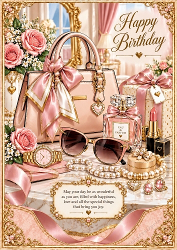 Glamour And Gold Birthday A4 Portrait Card Topper