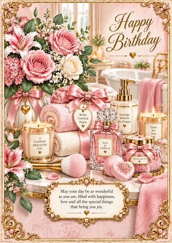 Luxury Spa Birthday A4 Portrait Card Topper