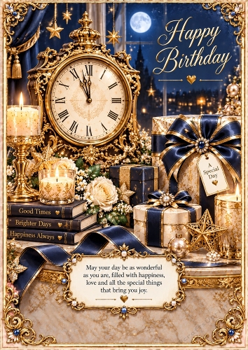 Midnight Birthday Magic Birthday A4 Portrait Card Topper