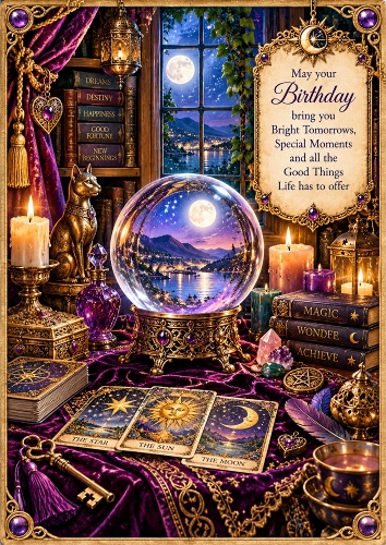 Mystical Birthday Wishes A4 Portrait Card Topper