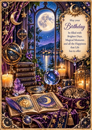 Celestial Birthday Wishes A4 Portrait Card Topper