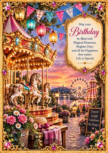 Fairground Fun Birthday A4 Portrait Card Topper