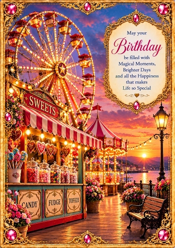 Carnival Nights Birthday A4 Portrait Card Topper