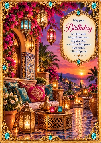 Moroccan Glow Birthday A4 Portrait Card Topper