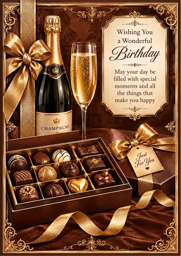 Chocolate And Gold Birthday A4 Portrait Card Topper