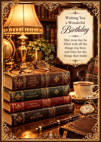 Golden Pages Birthday A4 Portrait Card Topper