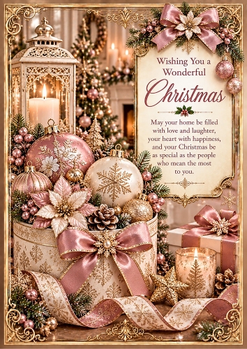 Blush Christmas A4 Portrait Card Topper