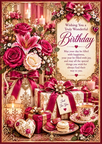 Berry Glow Birthday  A4 Portrait Card Topper