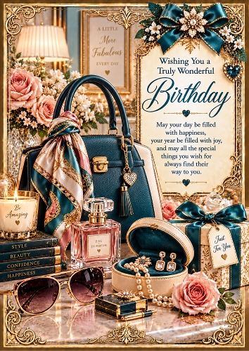 Glamour Girl Birthday  A4 Portrait Card Topper