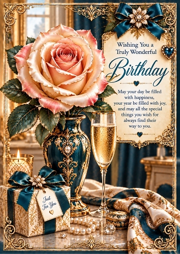One Perfect Rose Birthday  A4 Portrait Card Topper