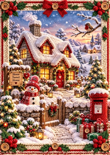 Cosy Christmas Cottage A4 Portrait Card Topper