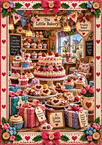 Knitted Birthday Bakery A4 Portrait Card Topper