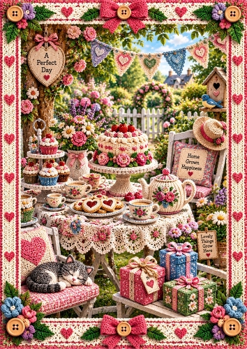 Knitted Garden Party A4 Portrait Card Topper