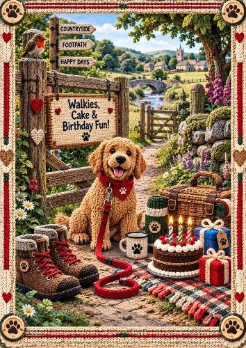 Knitted Walkies A4 Portrait Card Topper