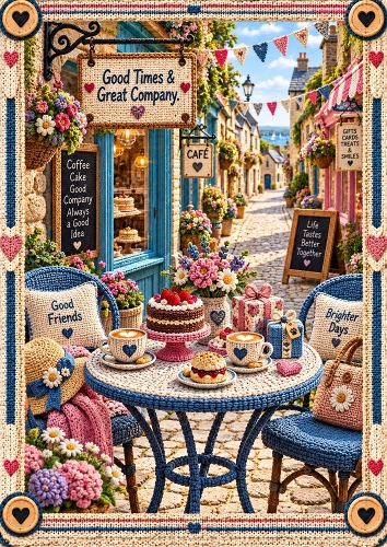 Knitted Cafe A4 Portrait Card Topper