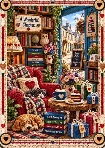 Knitted Bookshop A4 Portrait Card Topper