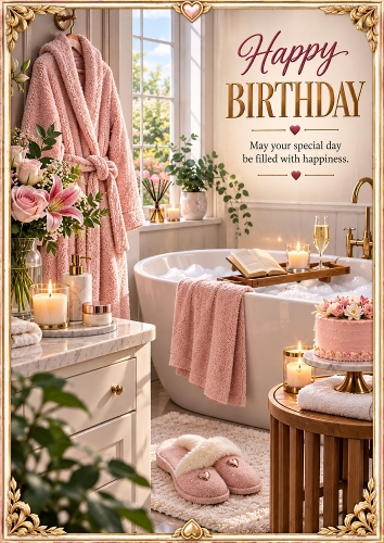Luxury Spa Birthday Wishes A4 Portrait Card Topper