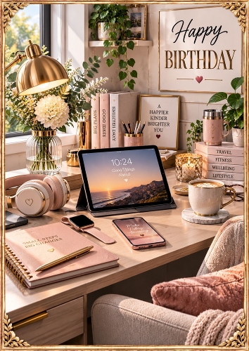 Modern Lifestyle Birthday Wishes A4 Portrait Card Topper