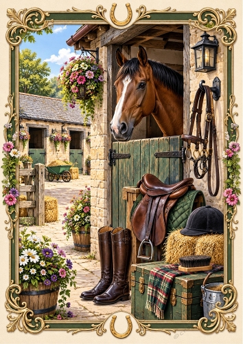 Equestrian Country Retreat A4 Portrait Card Topper 