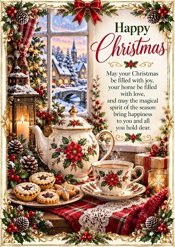A Cosy Christmas Tea A4 Portrait Card Topper
