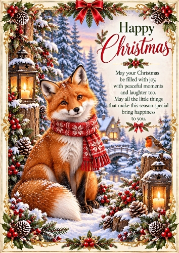 Christmas Woodland Fox A4 Portrait Card Topper