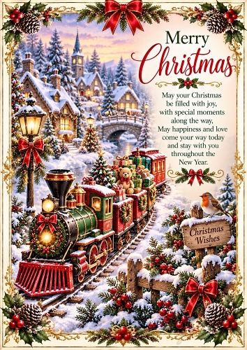 Christmas Toy Train A4 Portrait Card Topper