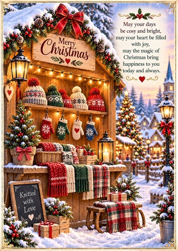 Winter Knits And Christmas Cheer A4 Portrait Card Topper