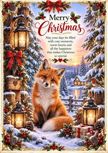 Foxs Christmas Glow A4 Portrait Card Topper