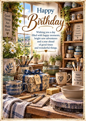 Birthday Pottery Studio A4 Portrait Card Topper