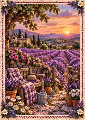 Knitted Lavender Dreams A4 Portrait Card Topper