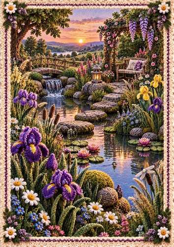 Knitted Secret Pond A4 Portrait Card Topper