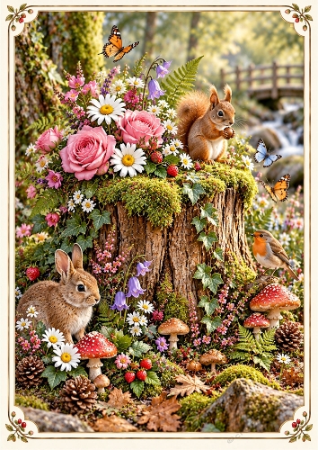 Enchanted Woodland Stump A4 Portrait Card Topper