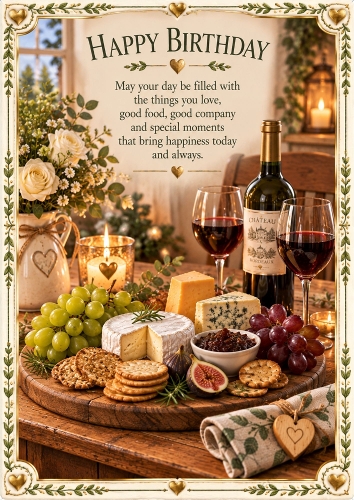 Cheese & Wine Night Birthday A4 Portrait Card Topper