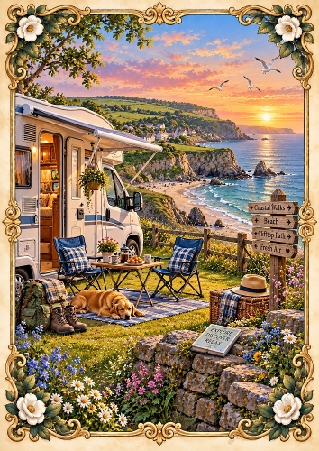 Coastal Motorhome A4 Portrait Card Topper