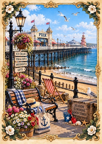 Seaside Pier A4 Portrait Card Topper