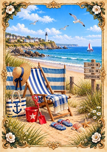 Seaside Holiday A4 Portrait Card Topper