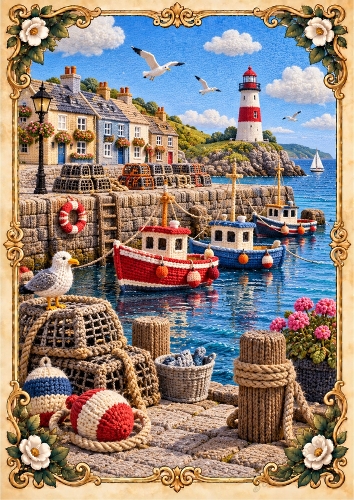Knitted Harbour A4 Portrait Card Topper