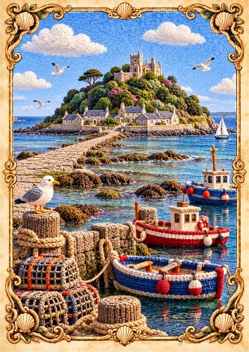 Knitted St Michaels Mount A4 Portrait Card Topper