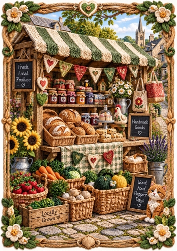 Knitted Country Market A4 Portrait Card Topper
