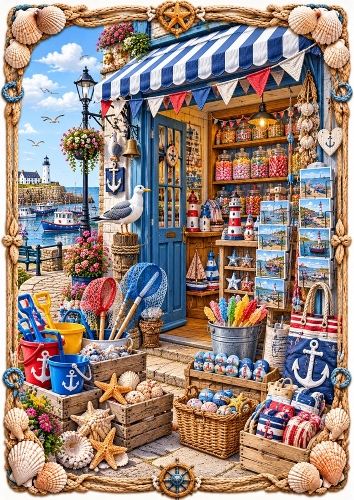 Seaside Rock Shop A4 Portrait Card Topper