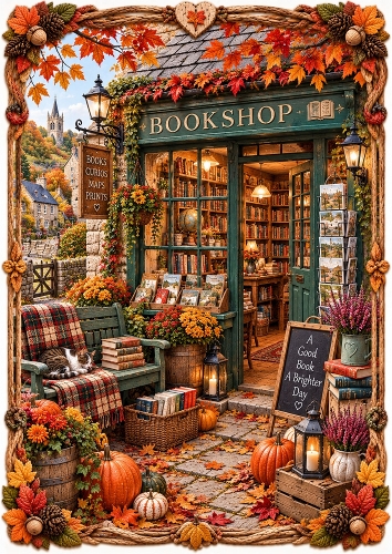 Autumn Country Bookshop A4 Portrait Card Topper