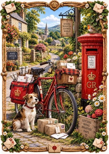 A Country  Postmans Bicycle A4 Portrait Card Topper