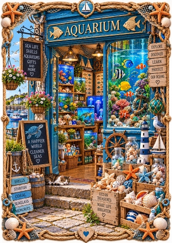 Seaside Aquarium A4 Portrait Card Topper