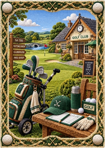 Knitted Golf Club House A4 Portrait Card Topper 