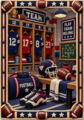 Knitted American Football Locker Room A4 Portrait Card Topper