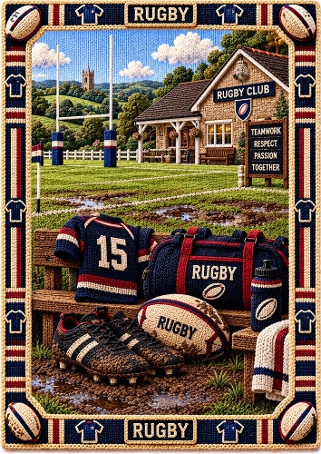 Knitted Rugby Club A4 Portrait Card Topper