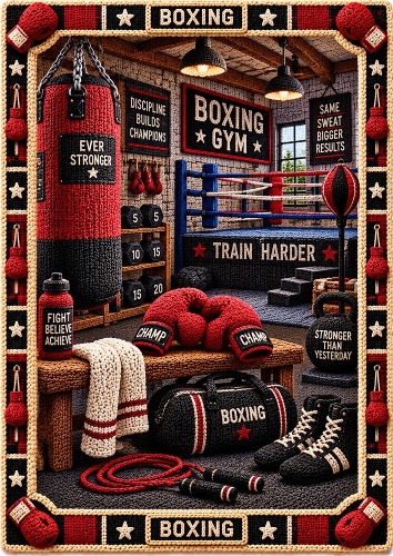 Knitted Boxing Gym A4 Portrait Card Topper