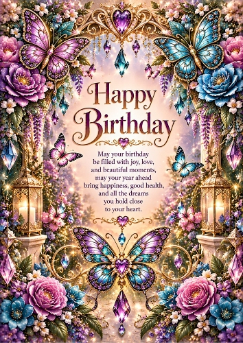 Butterfly Jewel Garden Luxury A4 Portrait Card Topper