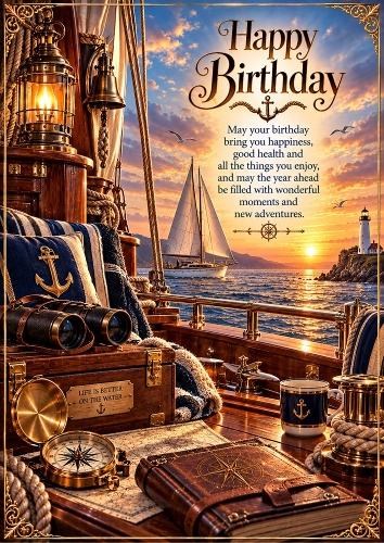Sailing At Sunset Luxury Birthday A4 Portrait Card Topper